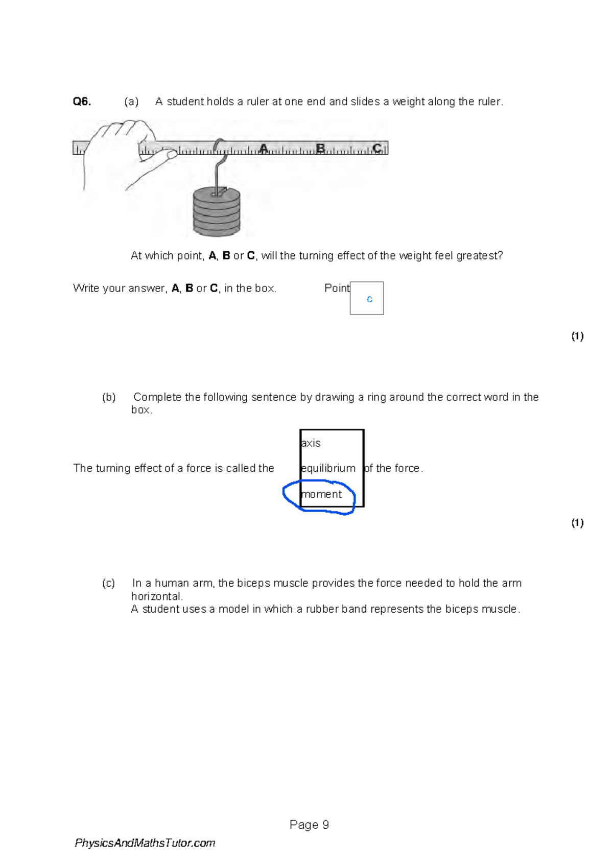 Year 10 Forces Practical - Page 9 Q6. (a) A student holds a ruler at ...