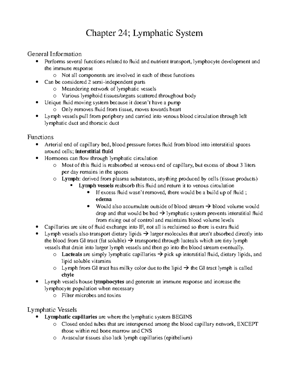 Anatomy Final Exam Study Guide - Chapter 24; Lymphatic System General ...