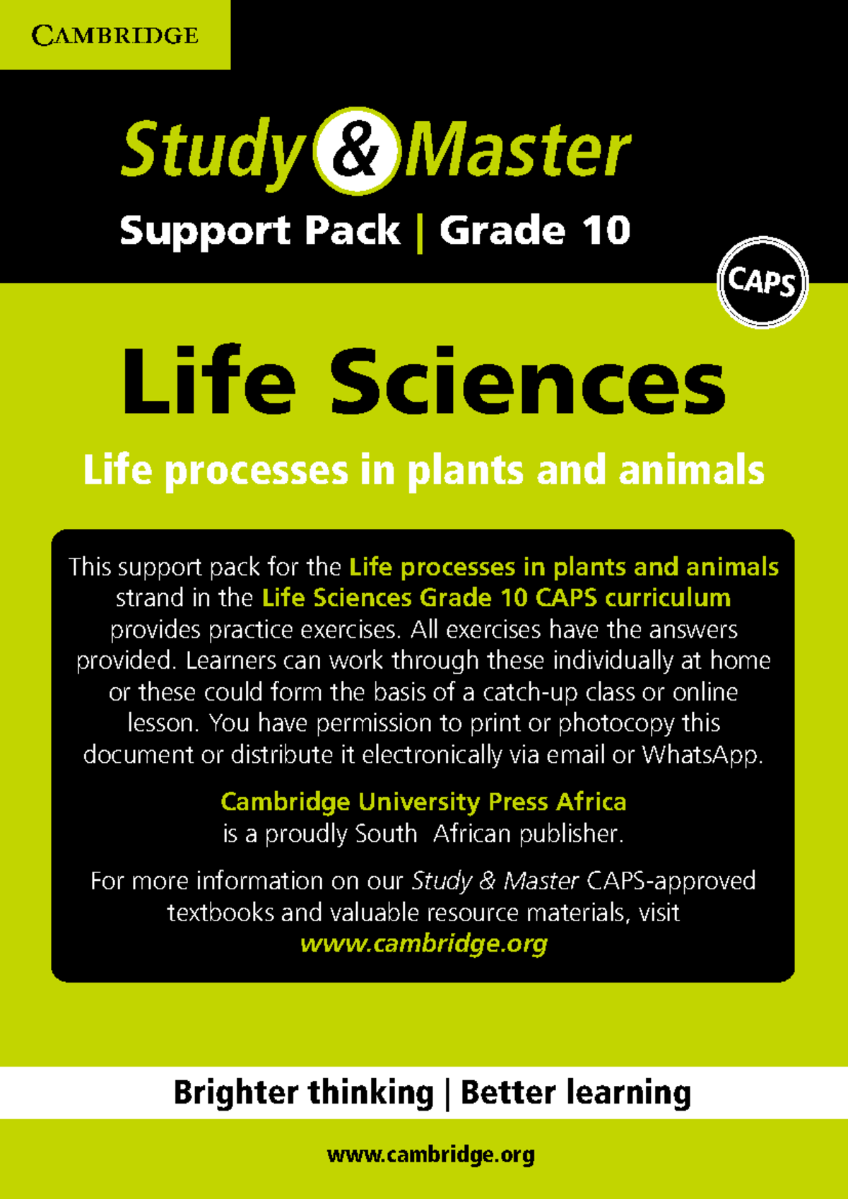 Practice exercises for Life processes in plants and animals Grade 10 ...