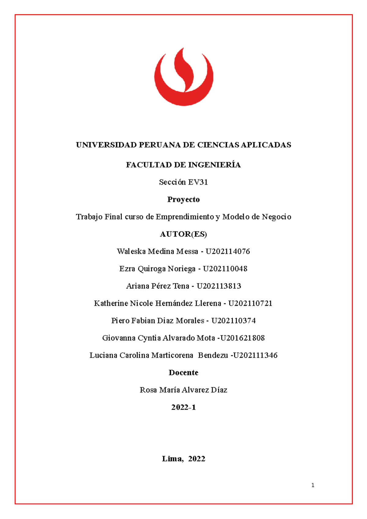 Universidad Peruana DE Ciencias Aplicadas UNIVERSIDAD PERUANA DE