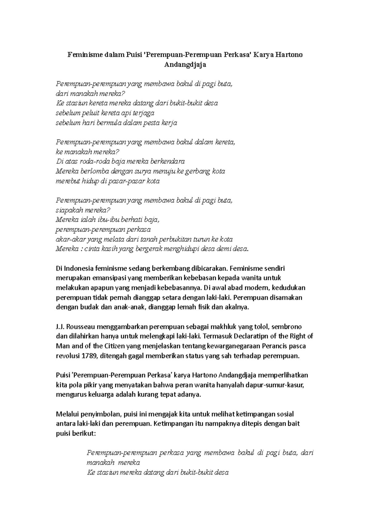 Kisah Perempuan Desa, Inspirasi Puisi Feminis yang Menginspirasi