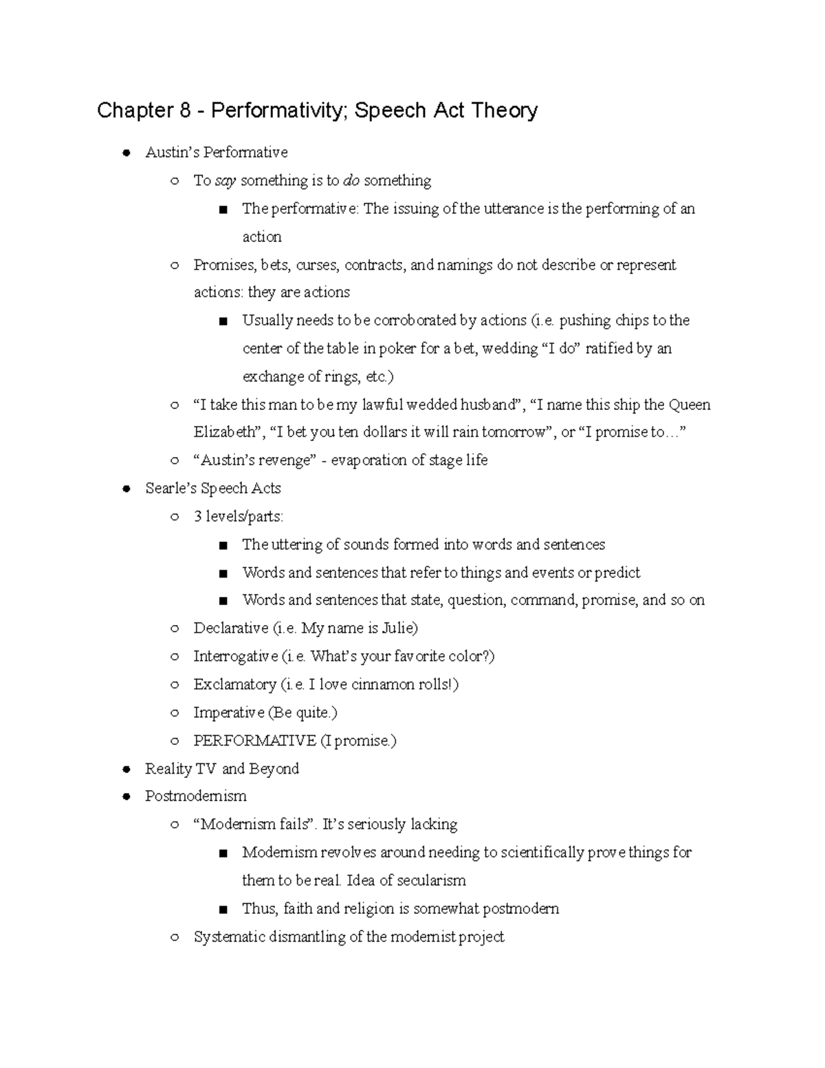 Intro to Performance Studies Chapter 8 Reading Notes - Chapter 8 ...