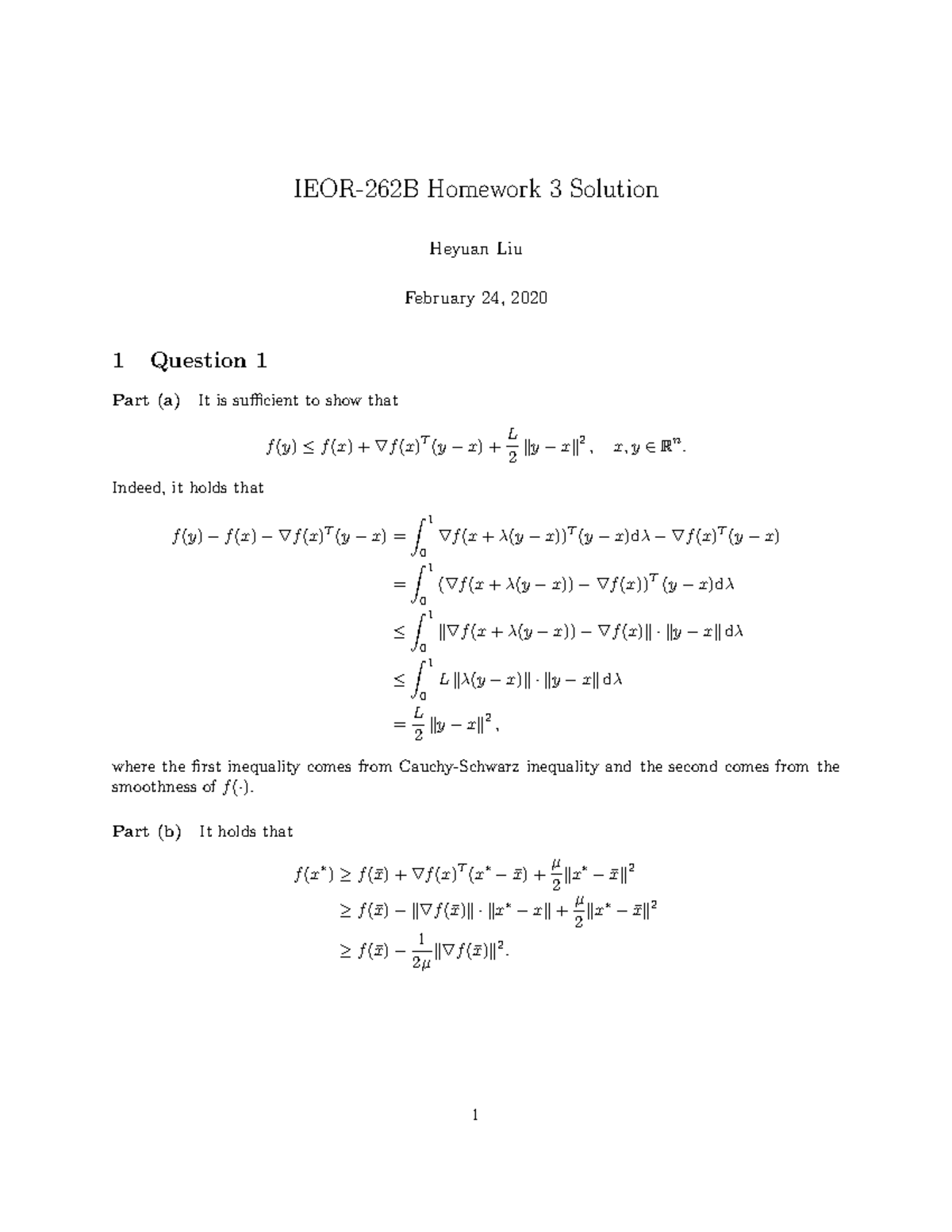 IEOR 262B HW3 Sol - Sol - IEOR-262B Homework 3 Solution Heyuan Liu ...