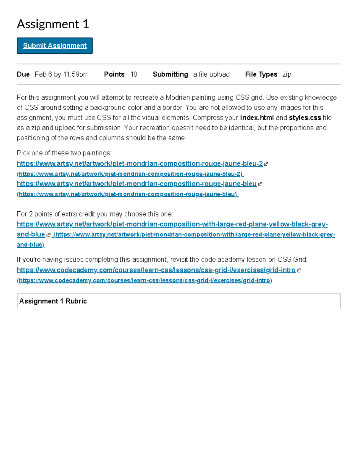 Assignment 1 - Use existing knowledge of CSS around setting a ...