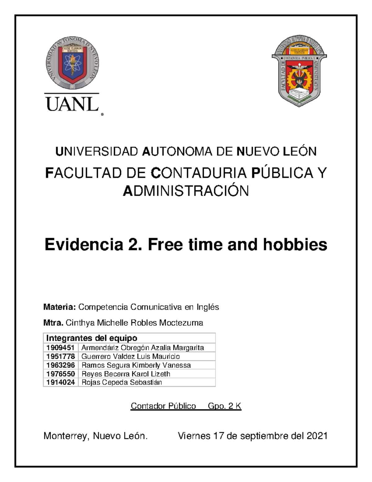 COCO -EV2 - Evidencia 2 pdf - UNIVERSIDAD AUTONOMA DE NUEVO LEÓN ...