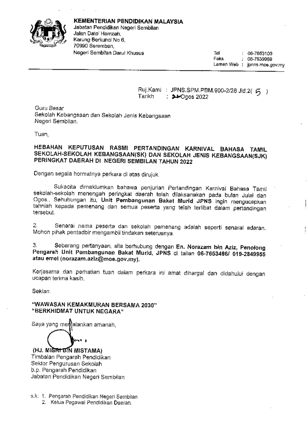 Hebahan Keputusan Rasmi Pertandingan Karnival Btamil 2022 ...