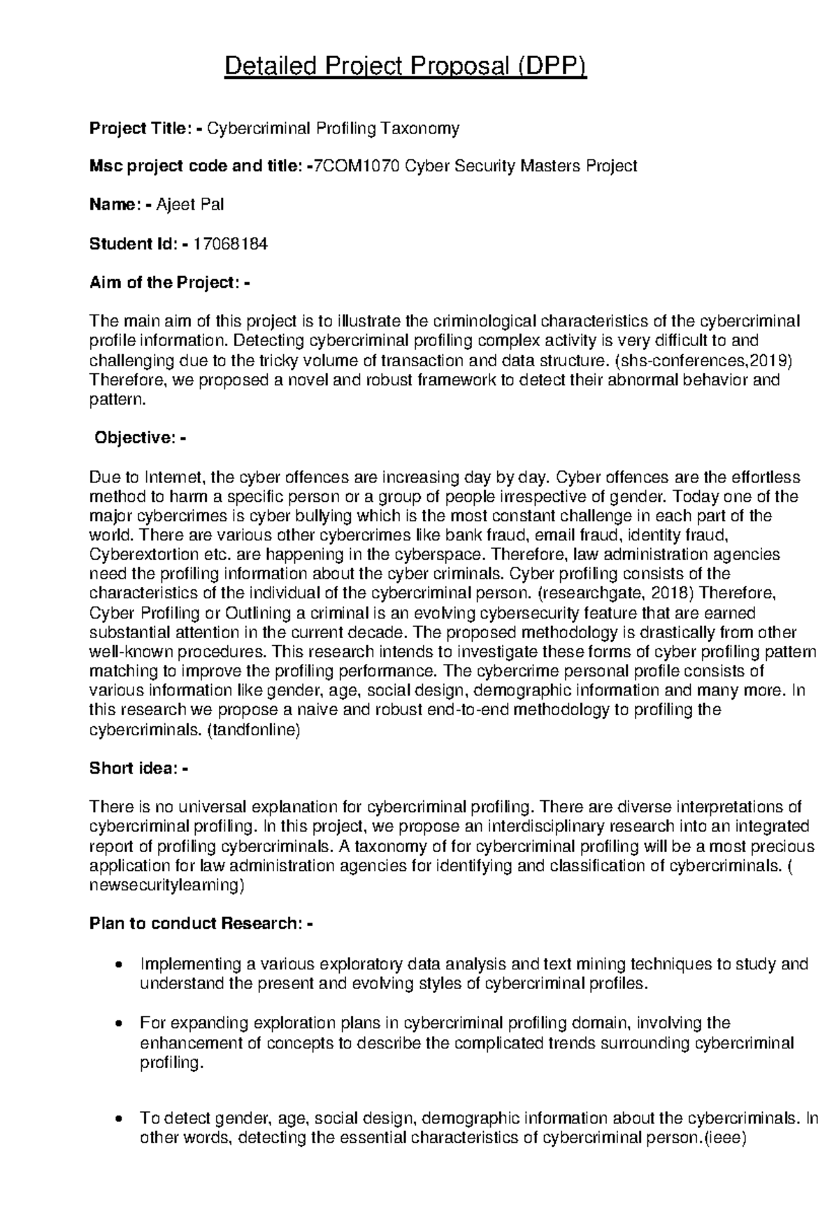 17068184 Ajeet Pal Detailed project proposal - Detailed Project ...