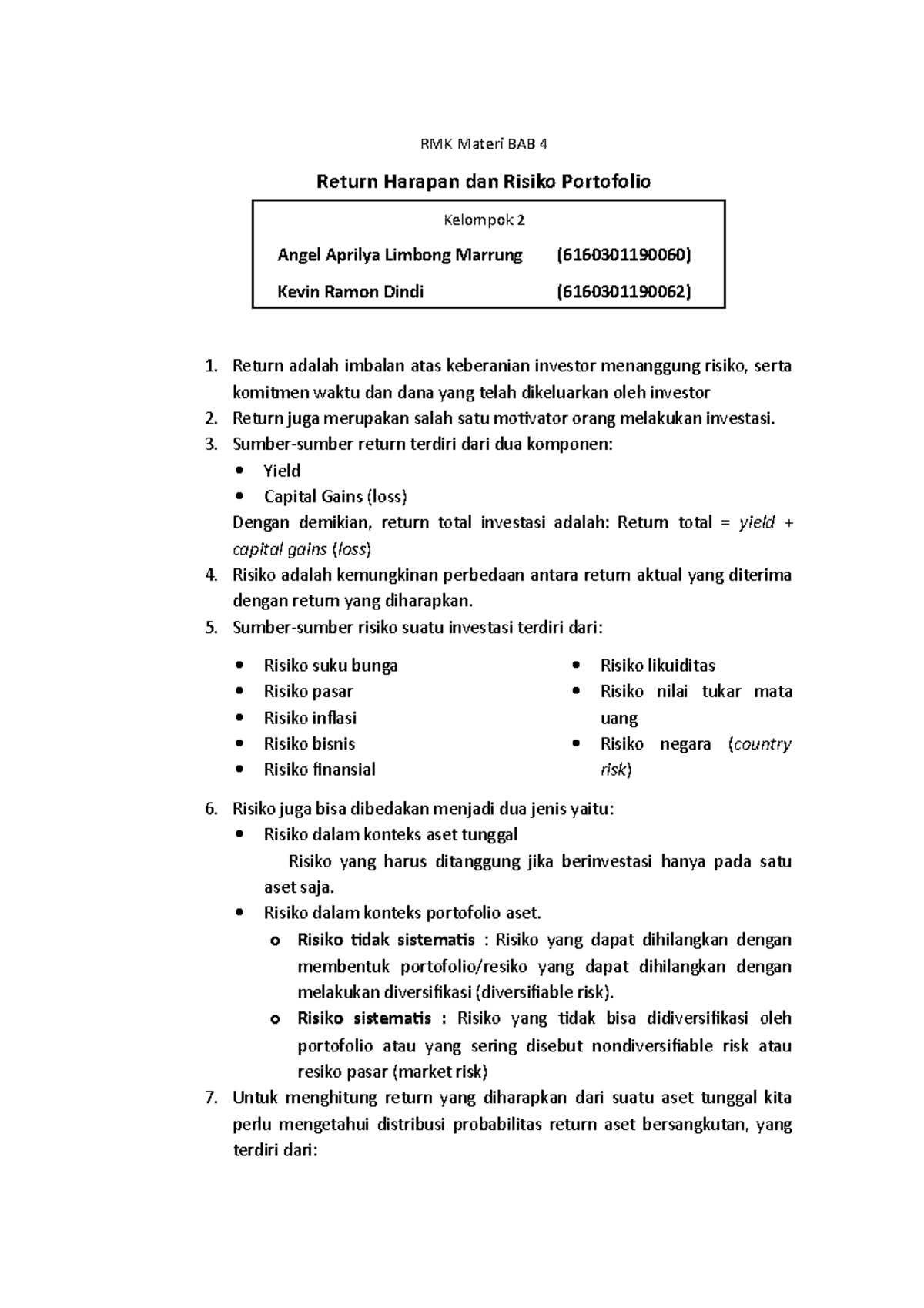 RMK Materi BAB 4-Kelompok 2 - RMK Materi BAB 4 Return Harapan Dan ...