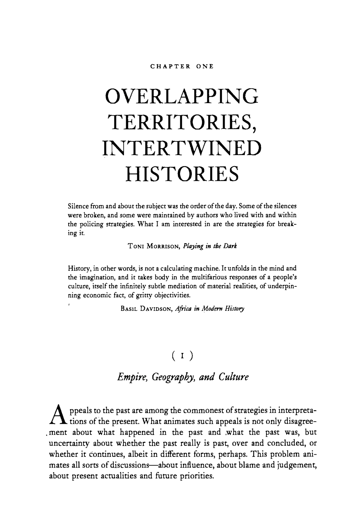 Module 3 - SAÏD - Overlapping Territories, Intertwined Histories (fragment) - CHAPTER ONE - Studocu