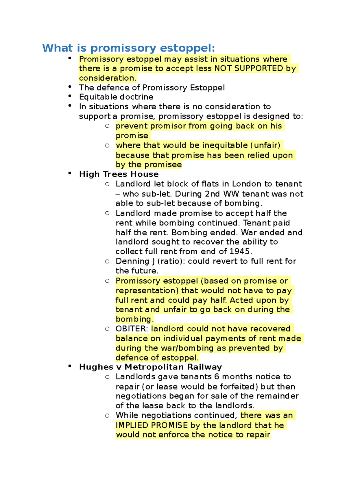 Promissory Estoppel - The Defence Of Promissory Estoppel Equitable ...