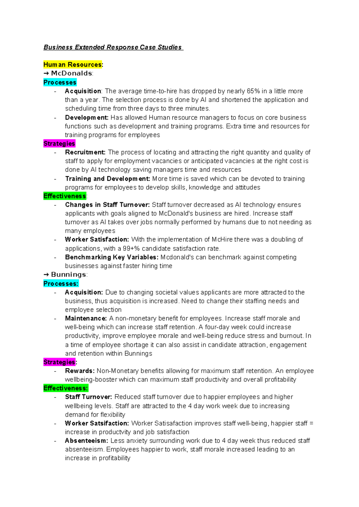 Business Extended Response Case Studies - The selection process is done ...