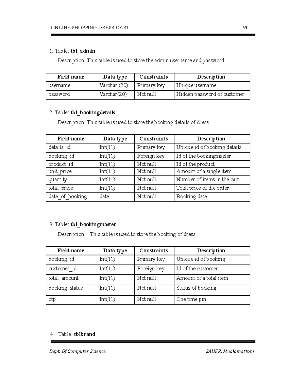 Document - Documet of computer science record compuer science - Table ...