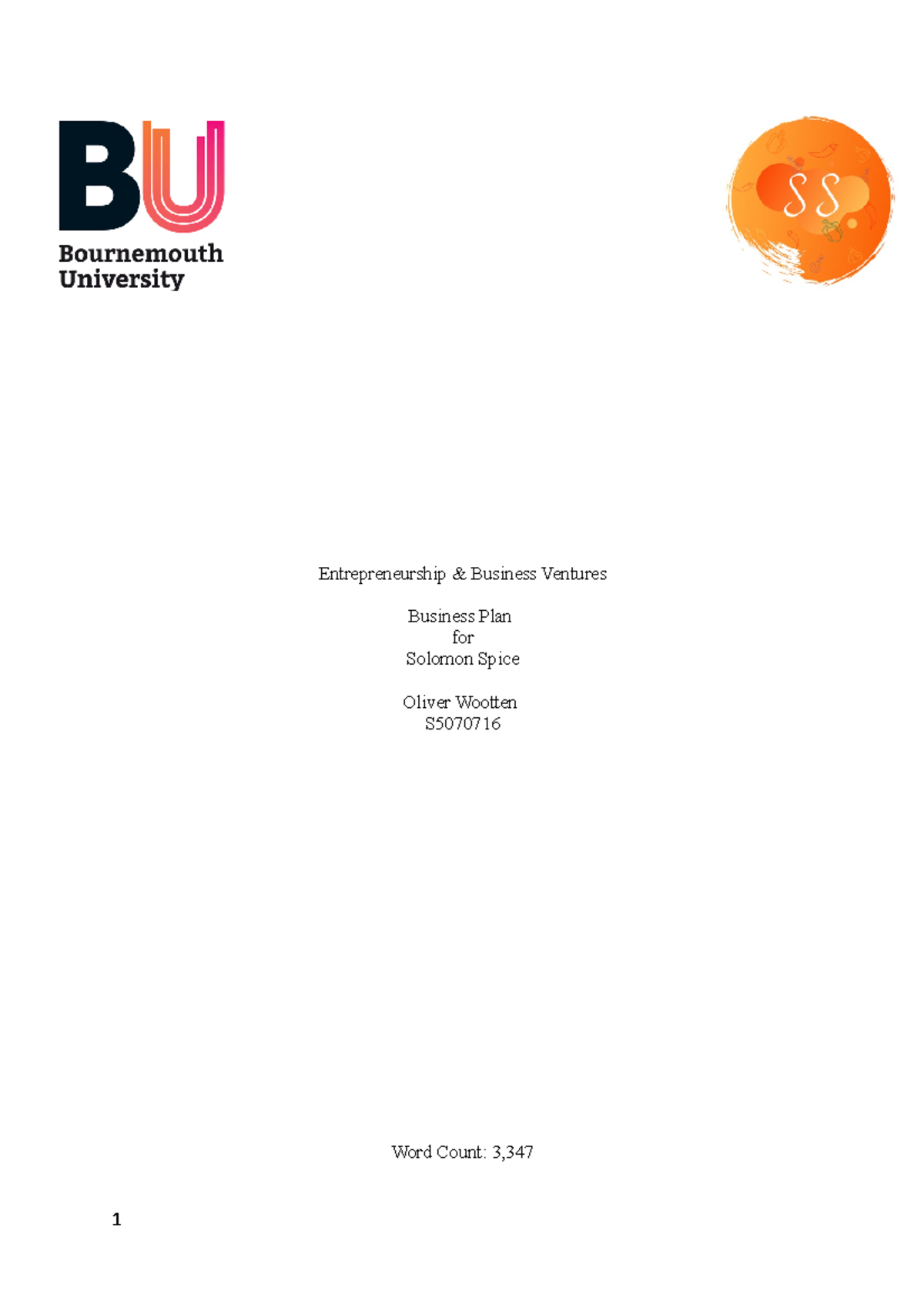 Solomon Spice Business Plan 2021 2019 Entrepreneurship & Business