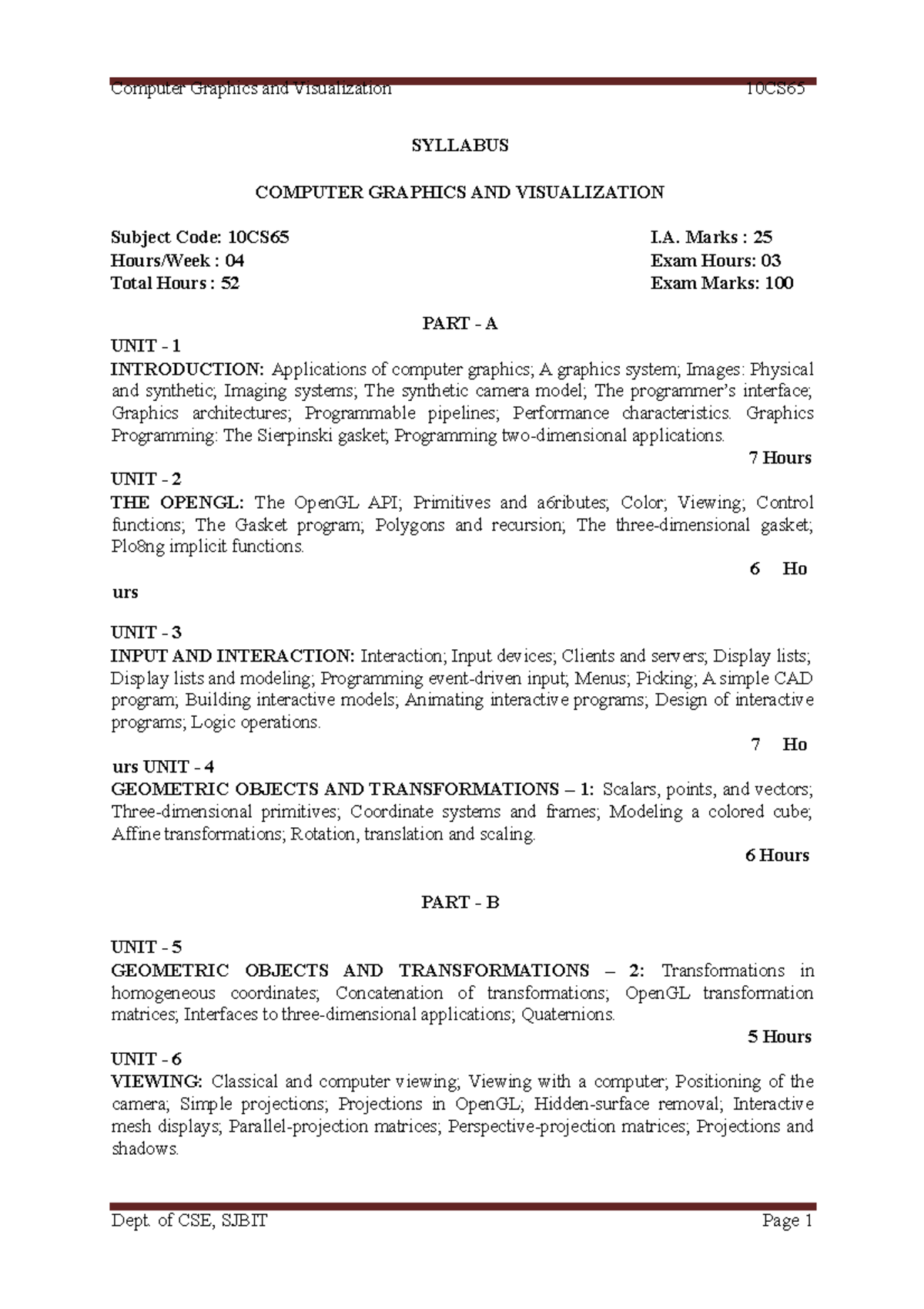 IT303 Computer Graphics AND Visualization - Computer Graphics and ...