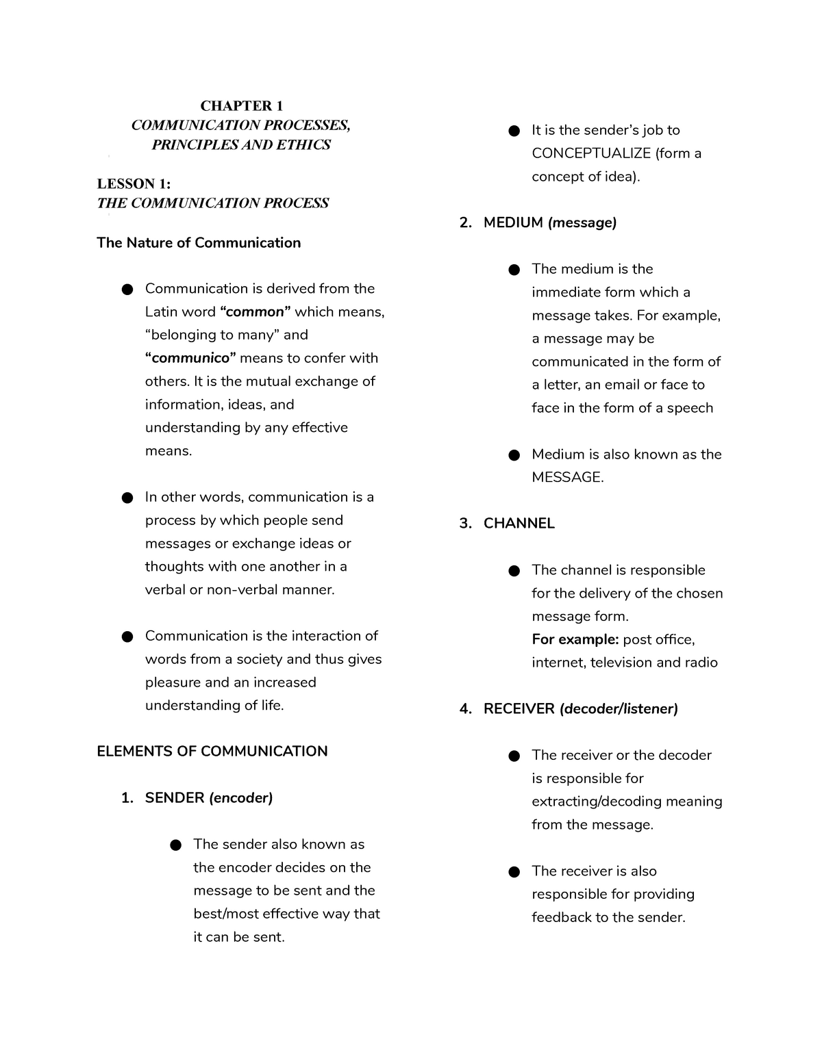 essay about communication process principles and ethics