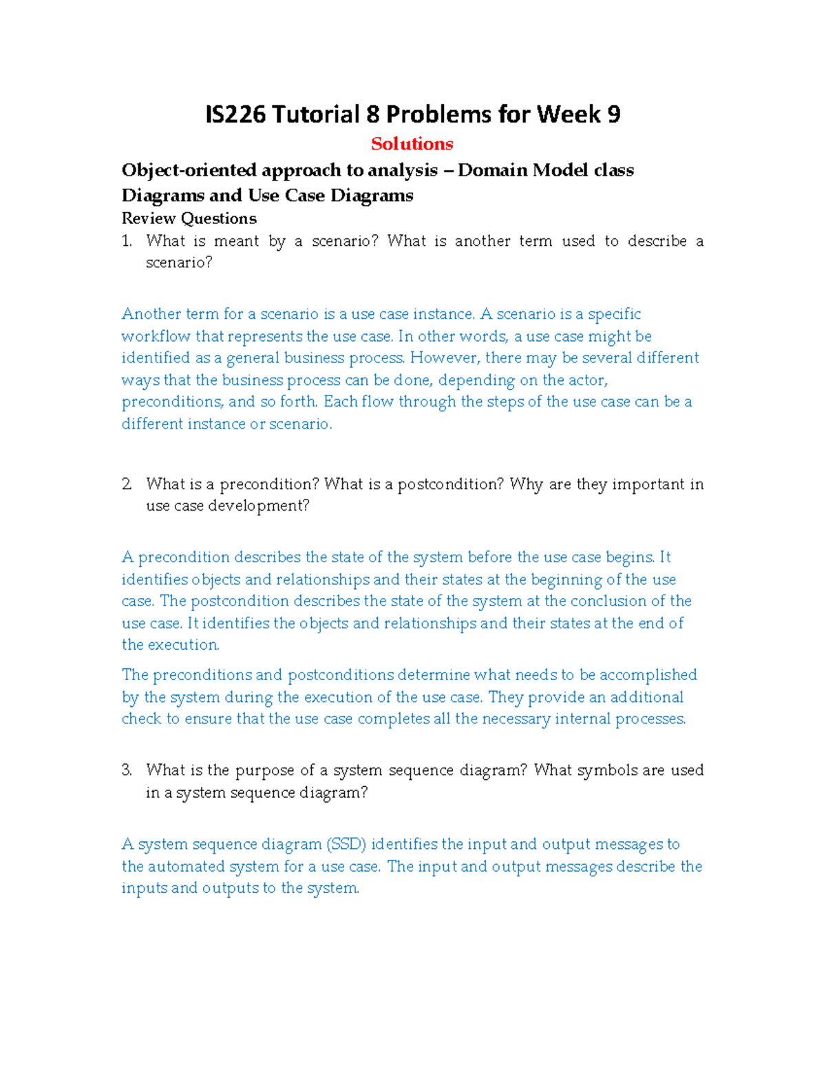 IS226 Tutorial Wk10-Solutions - IS226 Tutorial 8 Problems For Week 9 ...