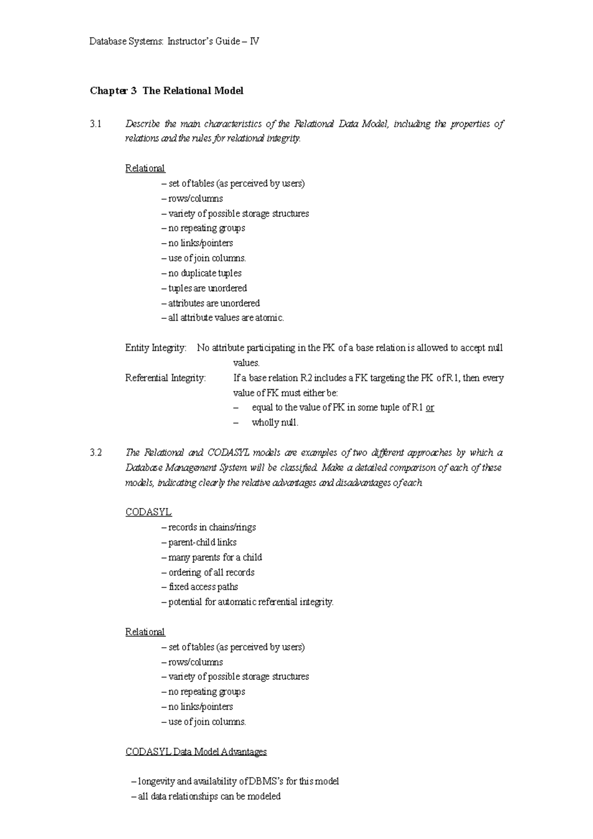 مذكرة is - Chapter 3 The Relational Model 3 Describe the main ...