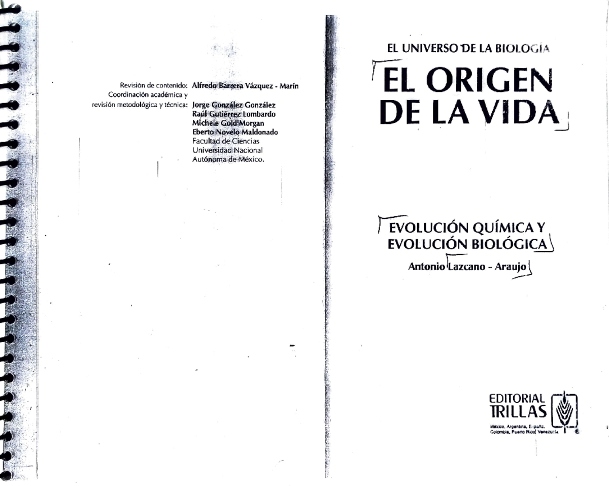 El origen de la vida - Lazcano - ' ,,¡' • '. i ( _ ' .:/-' -, 'k
