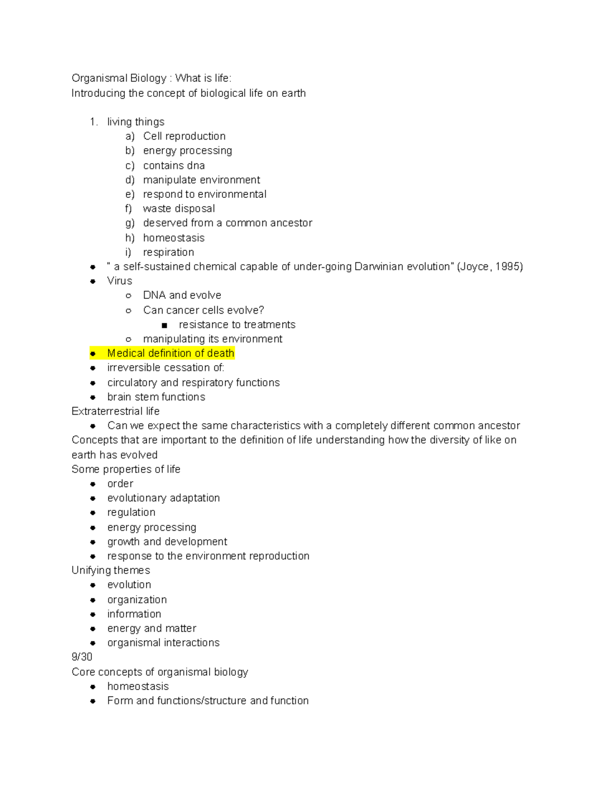 BIOB 3rd Notes - Organismal Biology-concepts Of Biological Life On ...