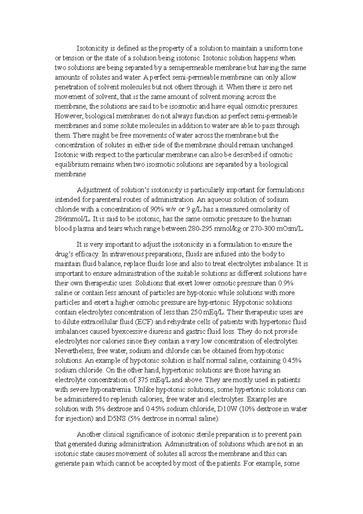 Isotonicity Assignment 2 - Isotonicity is defined as the property of a ...