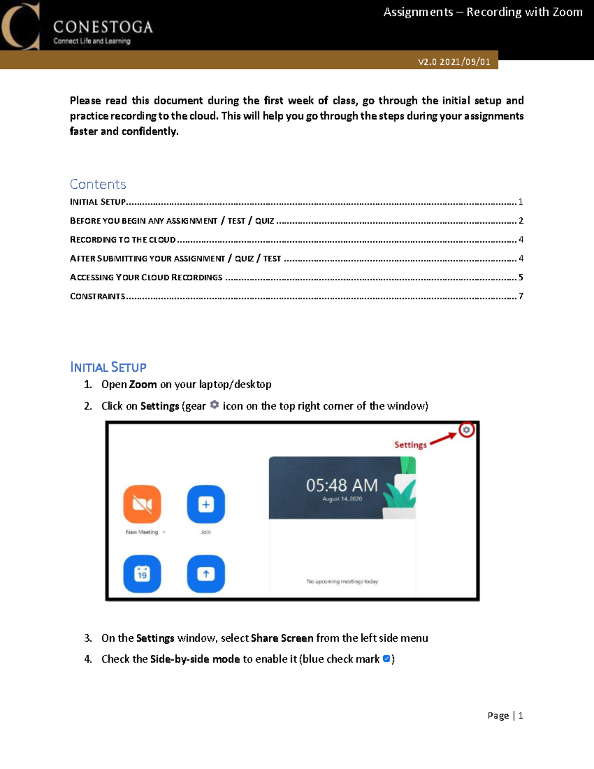 Recording Your Assignments With Zoom1 - V 2 .0 2021/09/ Please read ...