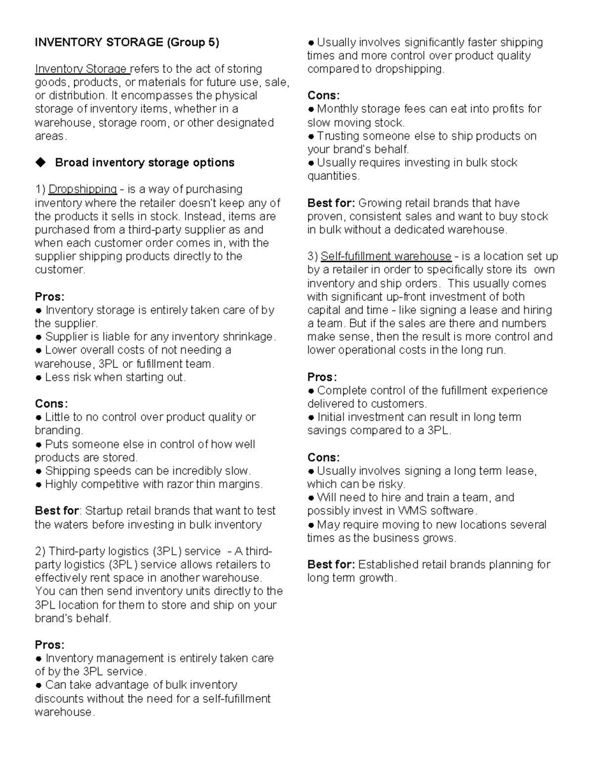Inventory Storage GRP5 Handouts - INVENTORY STORAGE (Group 5) Inventory ...