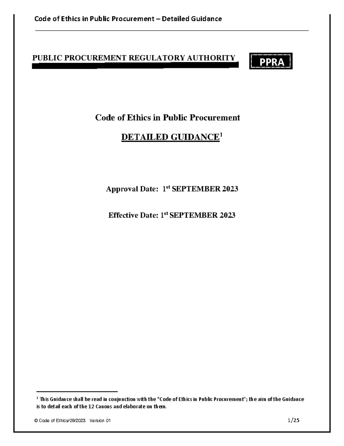 PPRA CODE OF Ethics - Detailed Guidance Rev 01 - PUBLIC PROCUREMENT ...