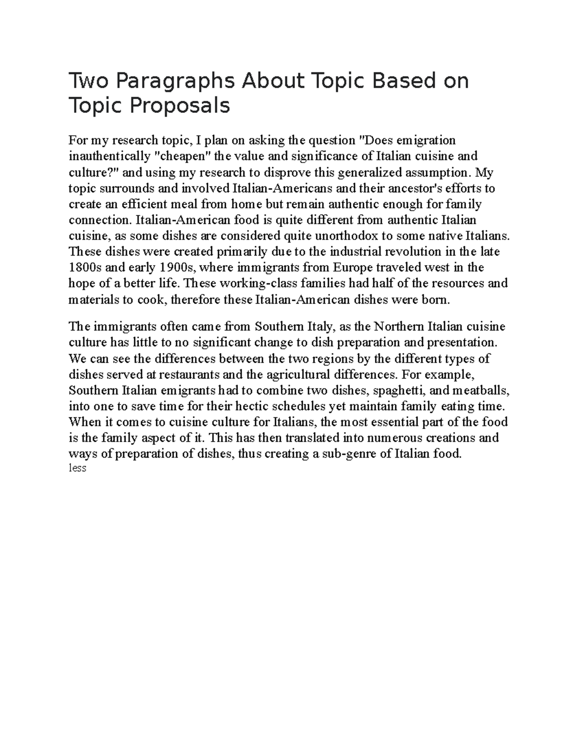 WRD 104 21 - Topic Proposal examples for Professor Dobble - Two ...