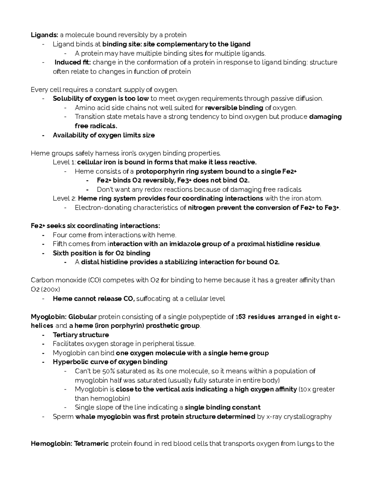 Module 5 Protein Function Ligands a molecule bound reversibly by a
