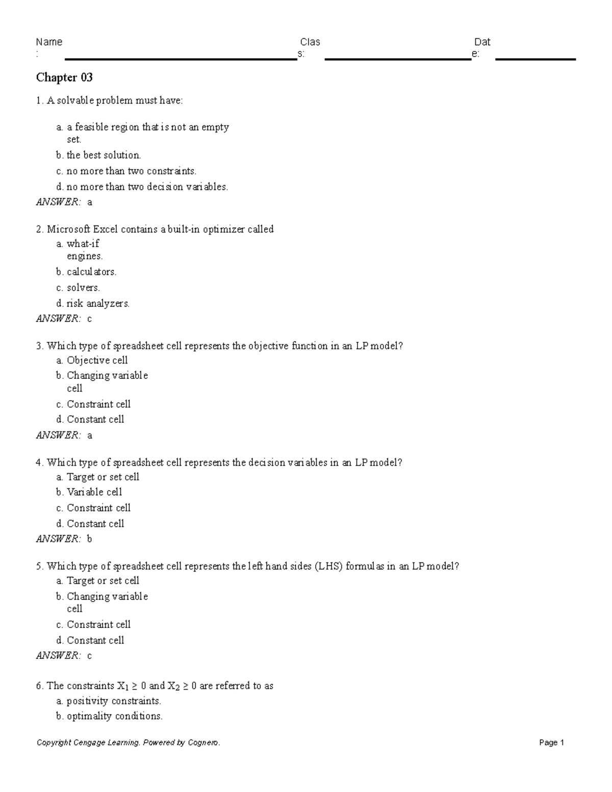 Chapter 03 - Lecture notes 3 - : s: e: Chapter 03 A solvable problem ...