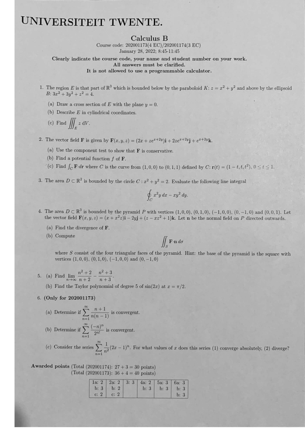 Calculus B 2022 01 28 - Calculus B For Pre Masters - Studeersnel