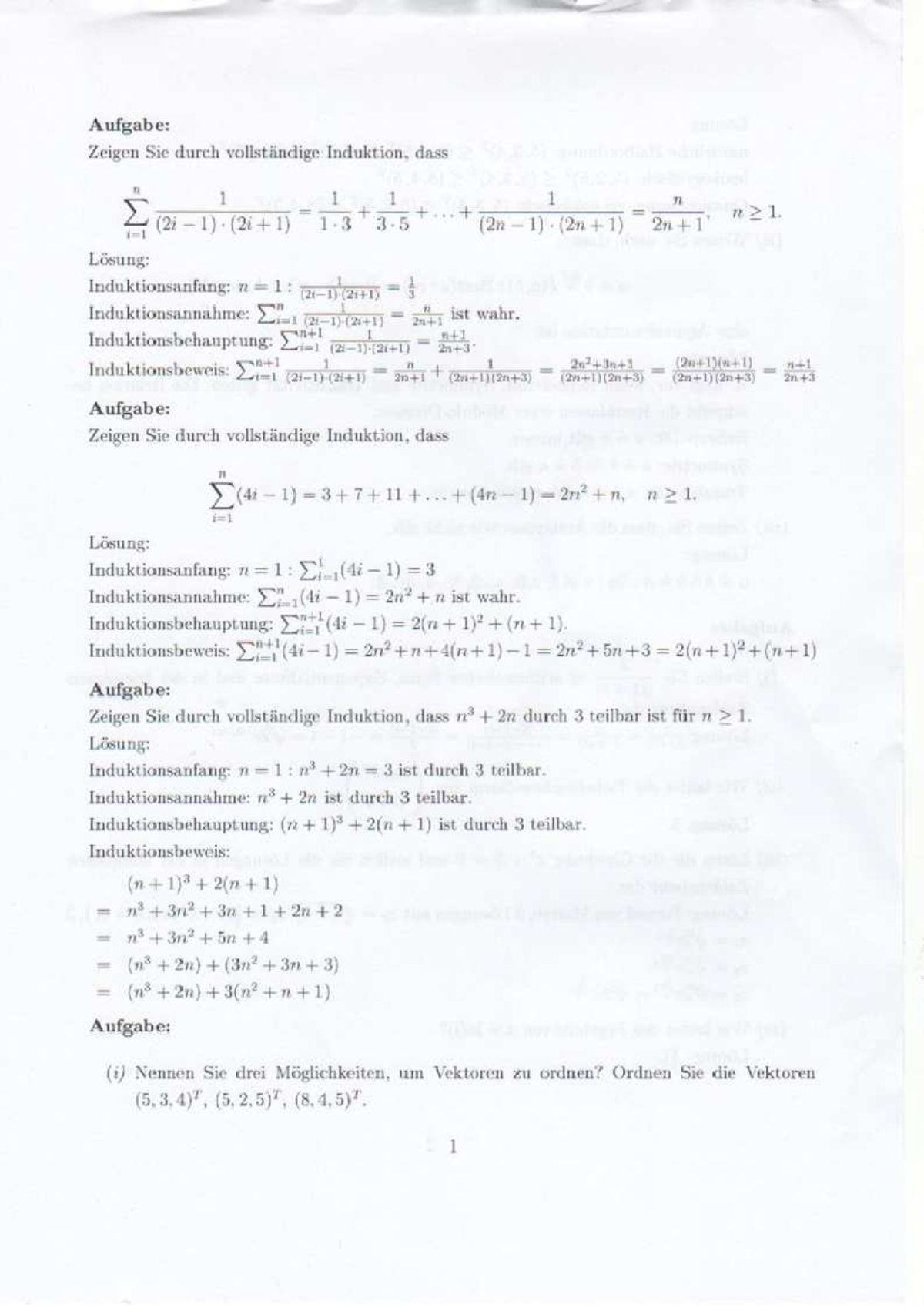 +£bungen Zum Teil Probeklausur 14 - Mathematik I - Studocu