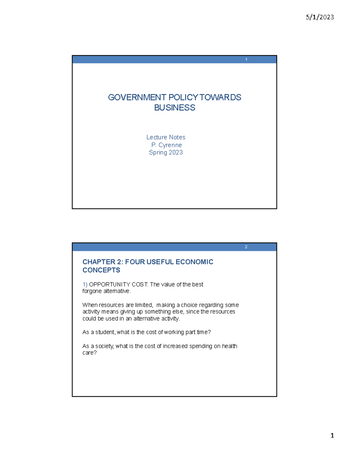 Lecture Notes - Chapter 2 PDF - GOVERNMENT POLICY TOWARDS BUSINESS ...