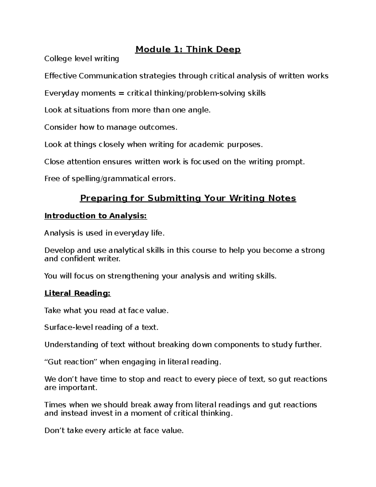 Notes Module 1 Eng122 Snhu Studocu