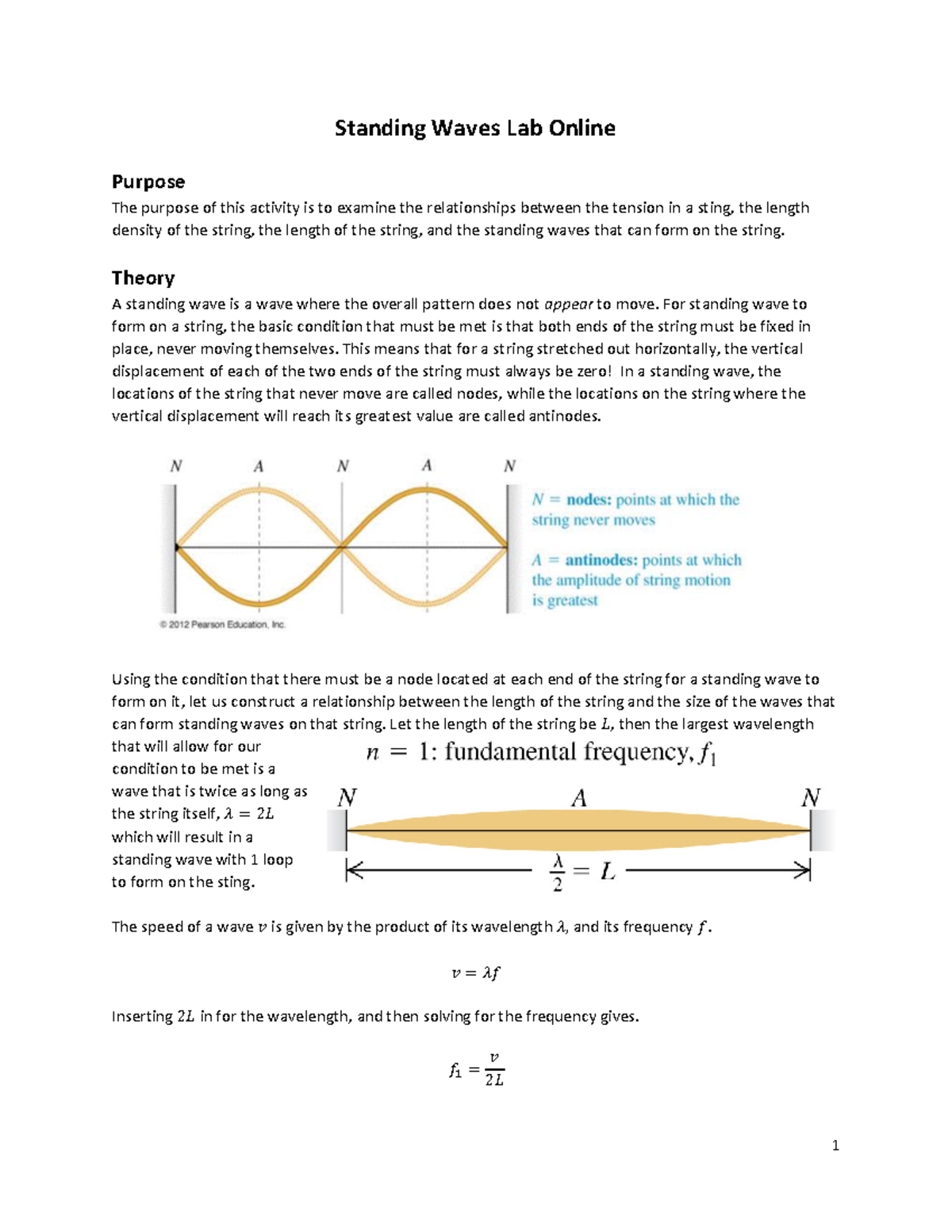 Standing Waves Lab Online Standing Waves Lab Online Purpose The 