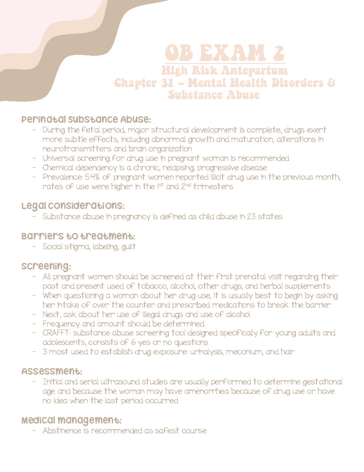 Ch31 exam 2 - exam notes - OB EXAM 2 High Risk Antepartum Chapter 31 ...