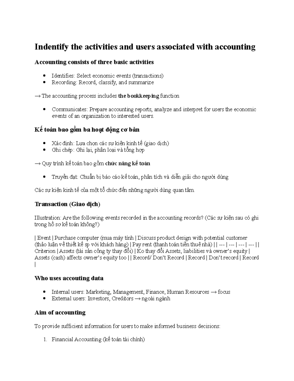 Chapter 1 - hii - Indentify the activities and users associated with ...