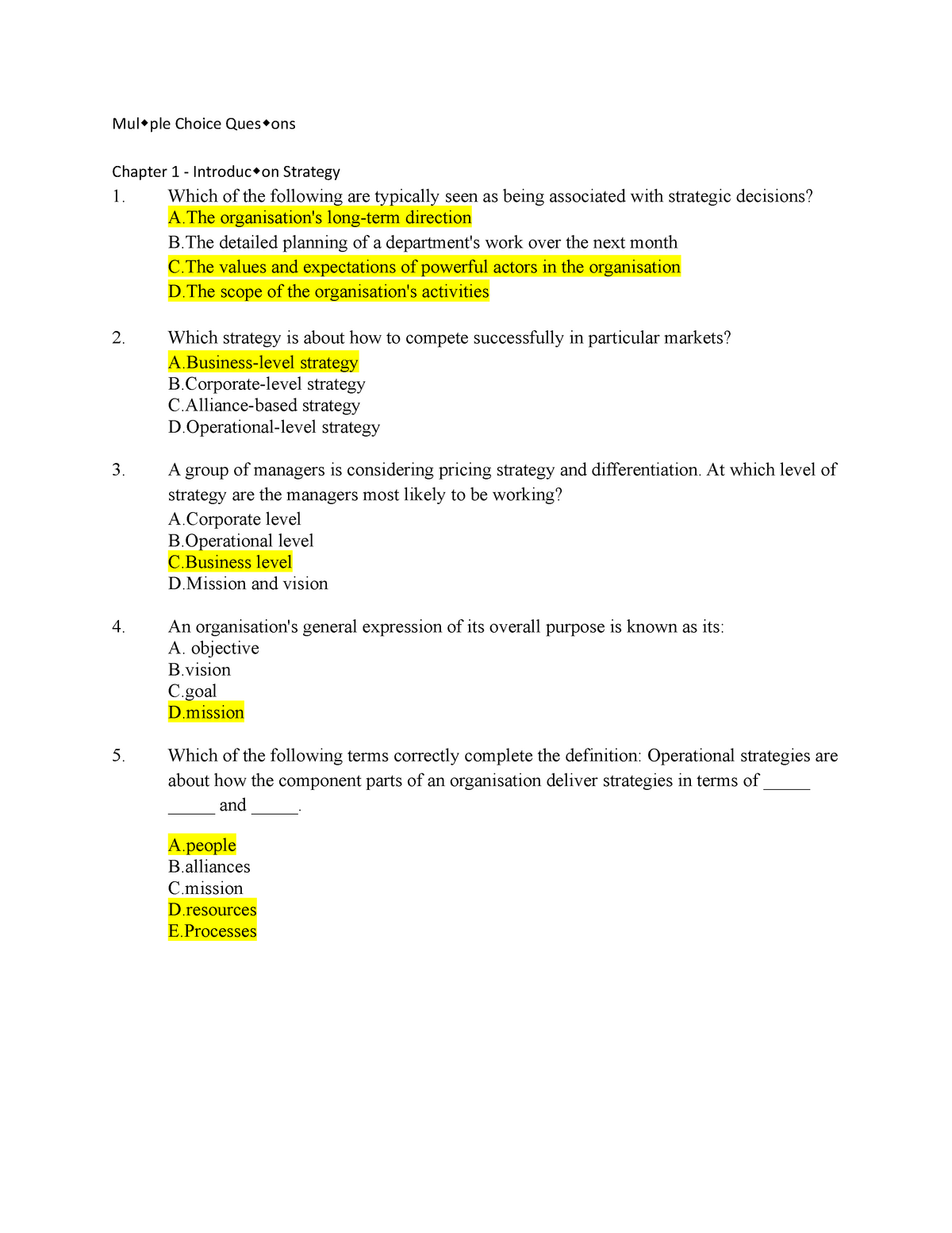 Exam 11 August 2019, questions and answers Mul ple Choice Ques ons