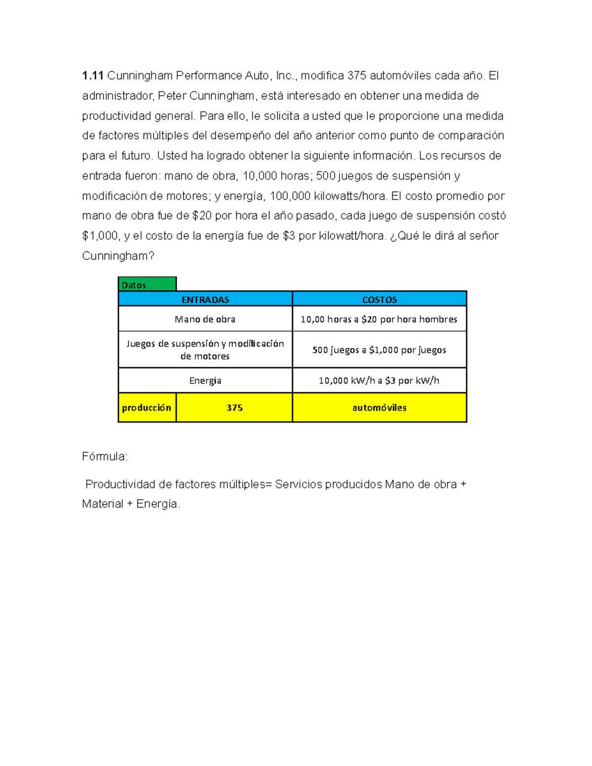 Ejercicio 1 1 Cunningham Performance Auto, Inc., modifica 375