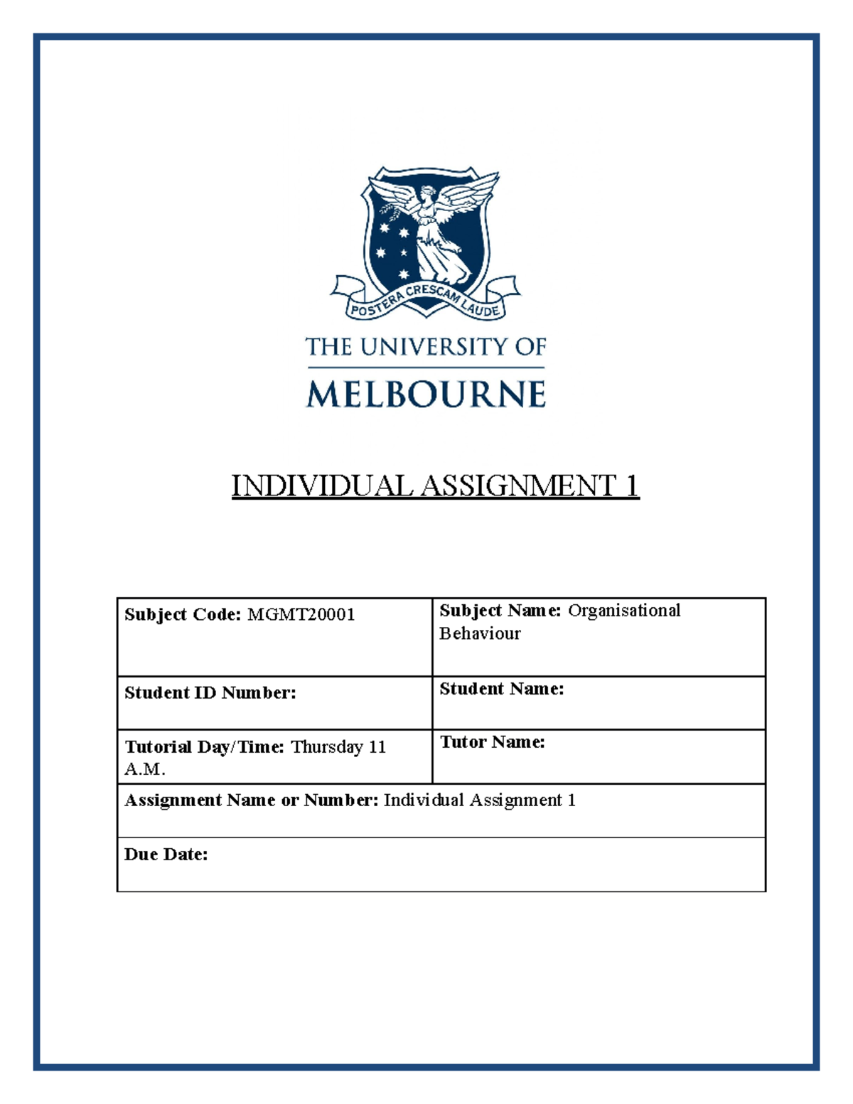 Individual Assignment 1-MGMT2000 1 - INDIVIDUAL ASSIGNMENT 1 Subject ...