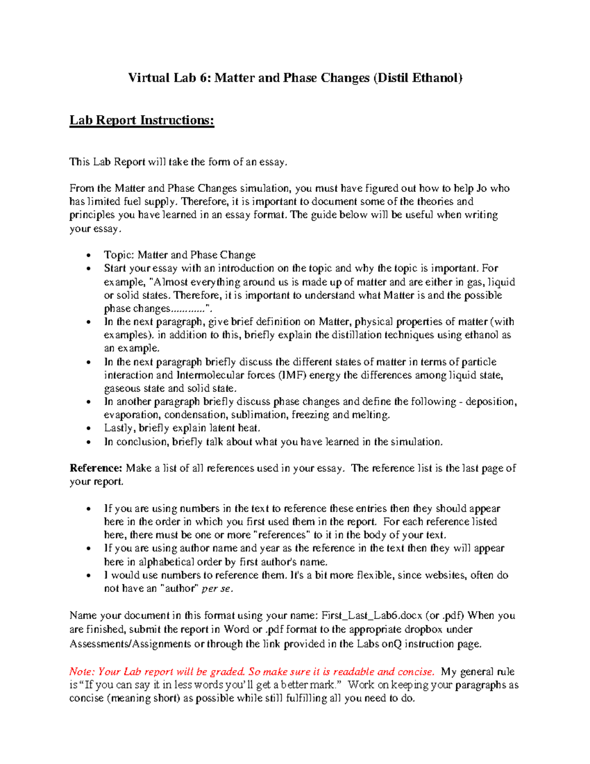 Lab 6 Report Instructions - Virtual Lab 6 : Matter and Phase Changes ...