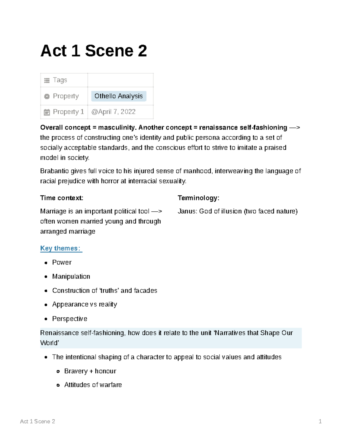 Act 1 Scene 2 Othello Act 1 Scene 2 1 Act 1 Scene 2 Tags Property Othello Analysis Property