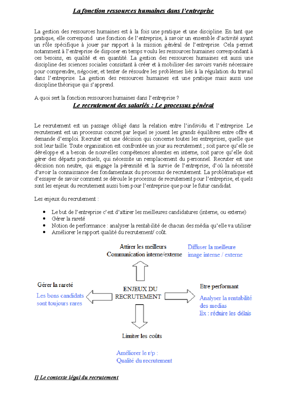 GRH TD B - Gestion Des Ressources Humaines - La Fonction Ressources ...