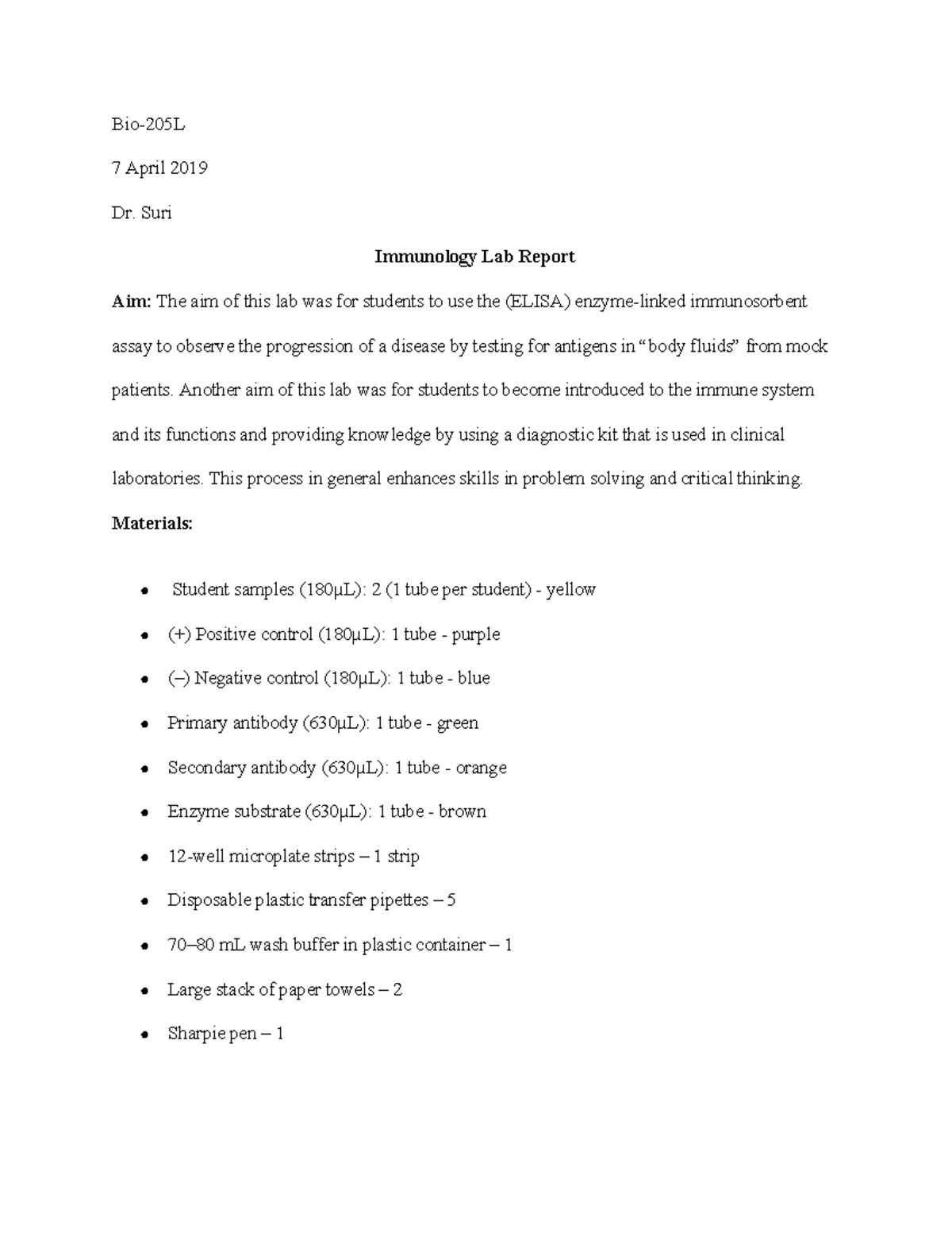 immunology-report-lab-bio-205l-7-april-2019-dr-suri-immunology-lab