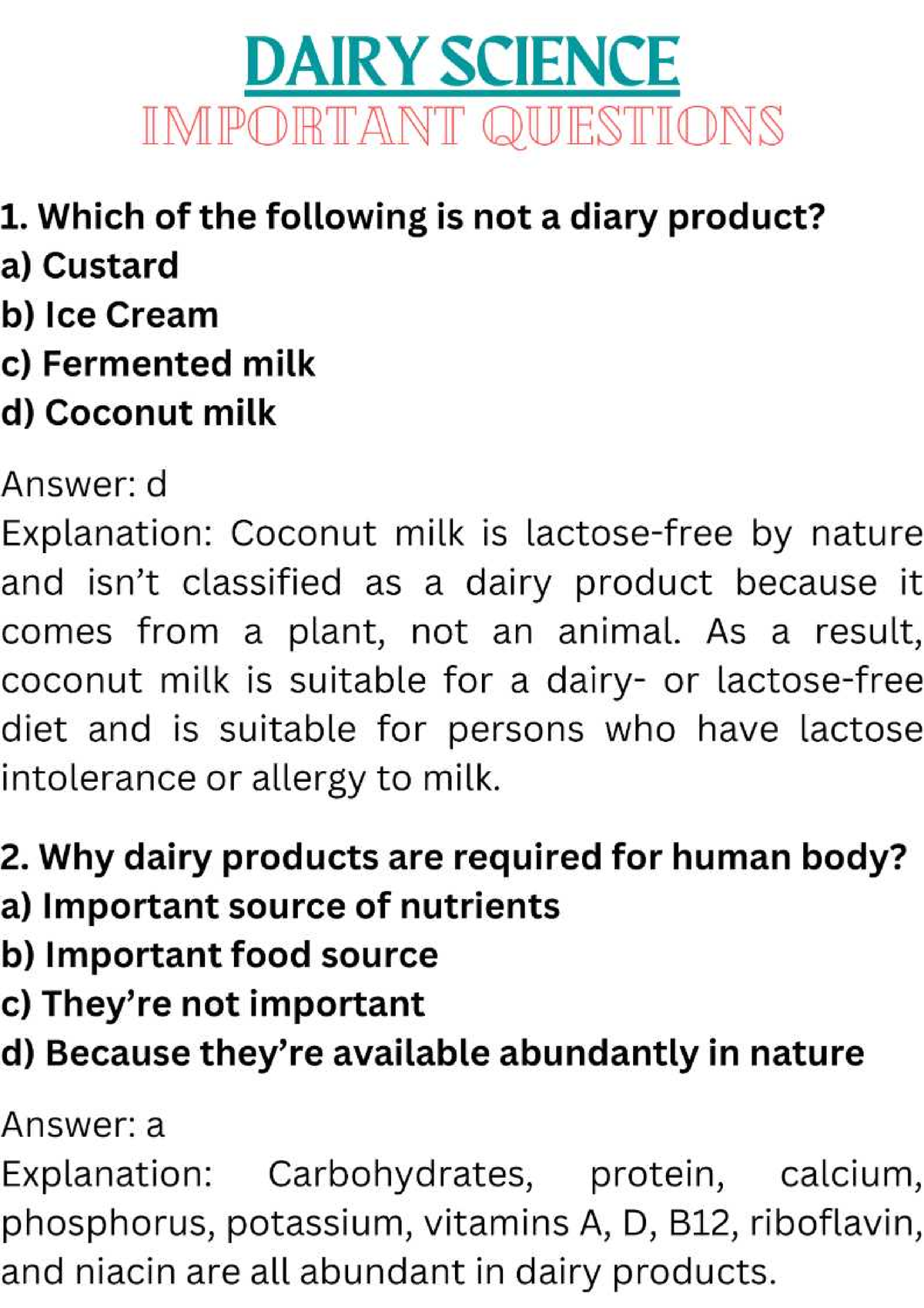 dairy science research topics