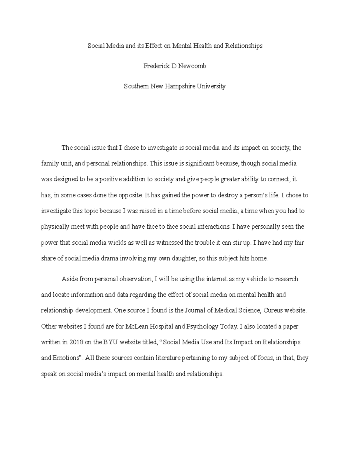 Social Media and its Effect on Mental Health and Relationships - This ...
