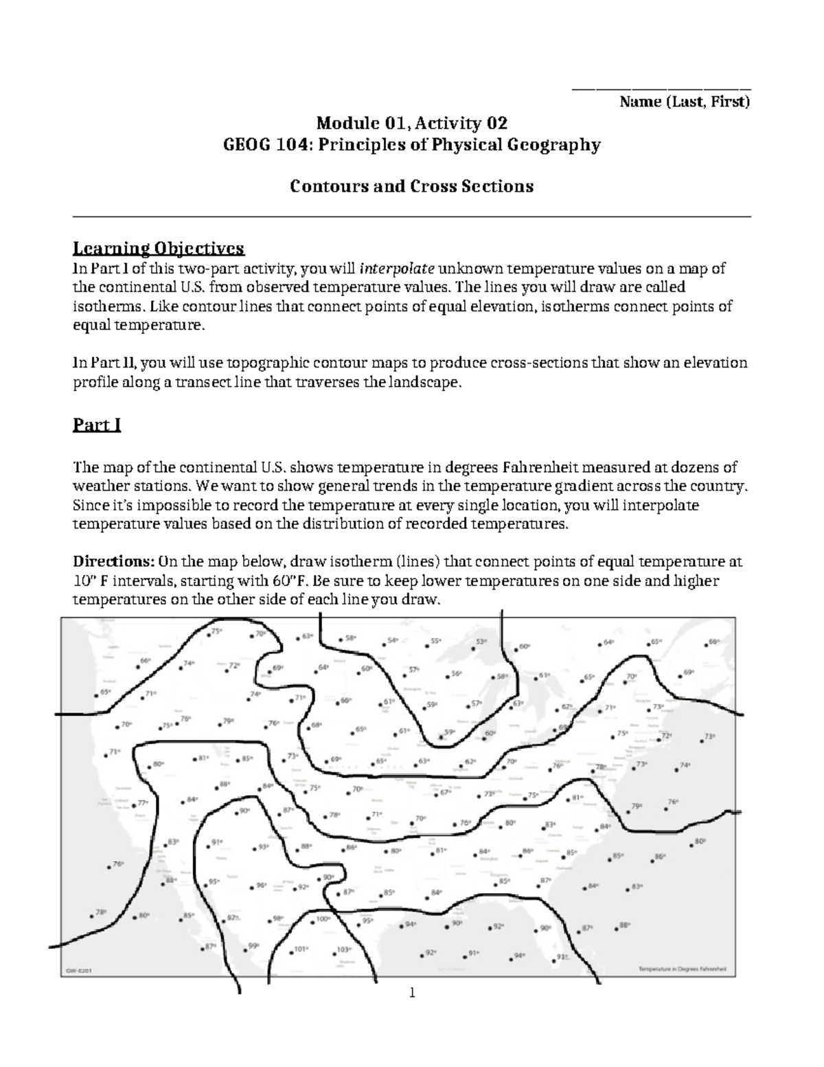 01-02 Contours and Cross Sections - ______________________________ Name ...