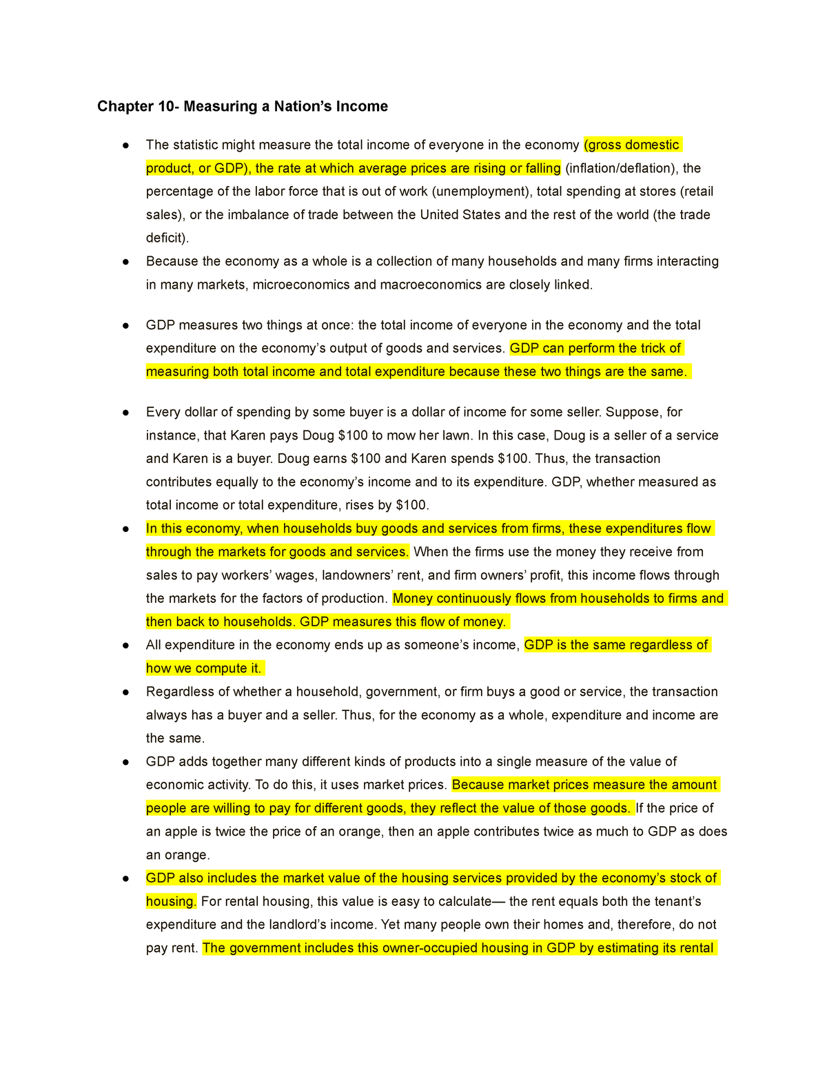 Macroeconomics Notes- Ch10-17 - Chapter 10- Measuring A Nation’s Income ...