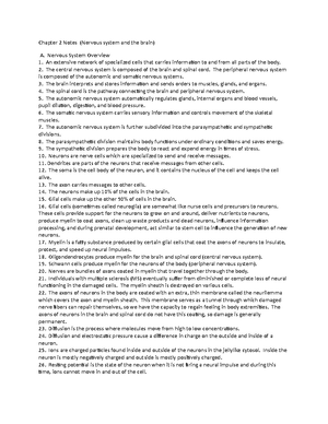 Chapter 2 Notes psychology-1 - Chapter 2 Notes (Nervous system and the ...