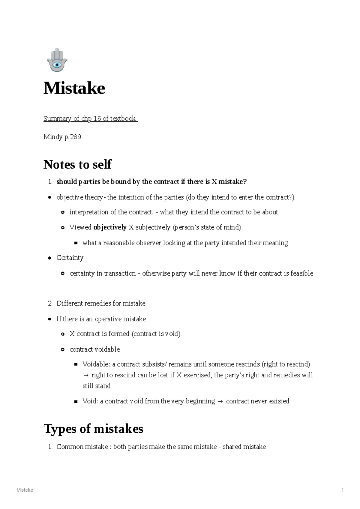 Notes on Mistake - 🪬 Mistake Summary of chp 16 of textbook Mindy p ...